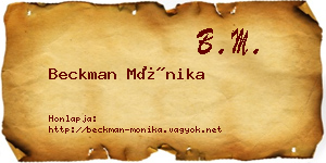 Beckman Mónika névjegykártya